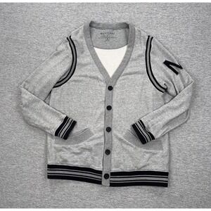 Municipal Sport Utility Gear Cardigan Sweater Mens Medium Gray Letterman Relaxed